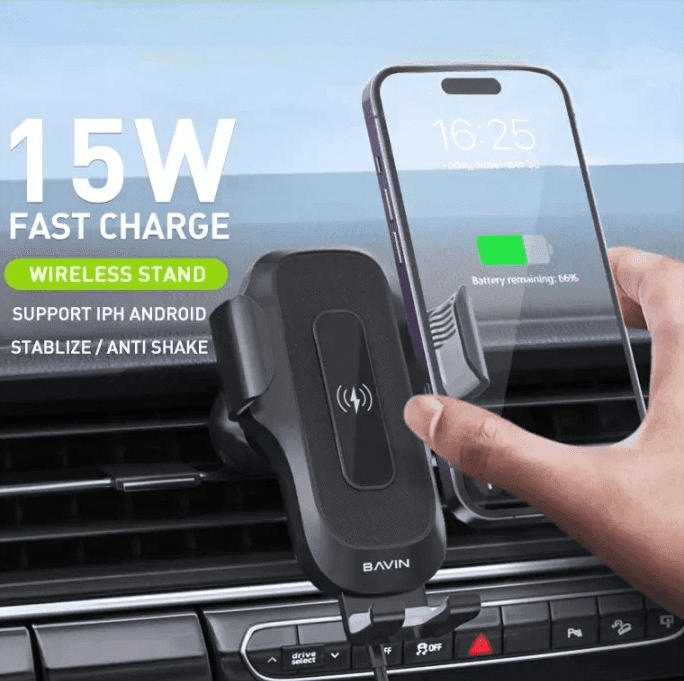 BAVIN PC1035 15W Fast Charge Wireless Charging Car Mobile Phone Holder