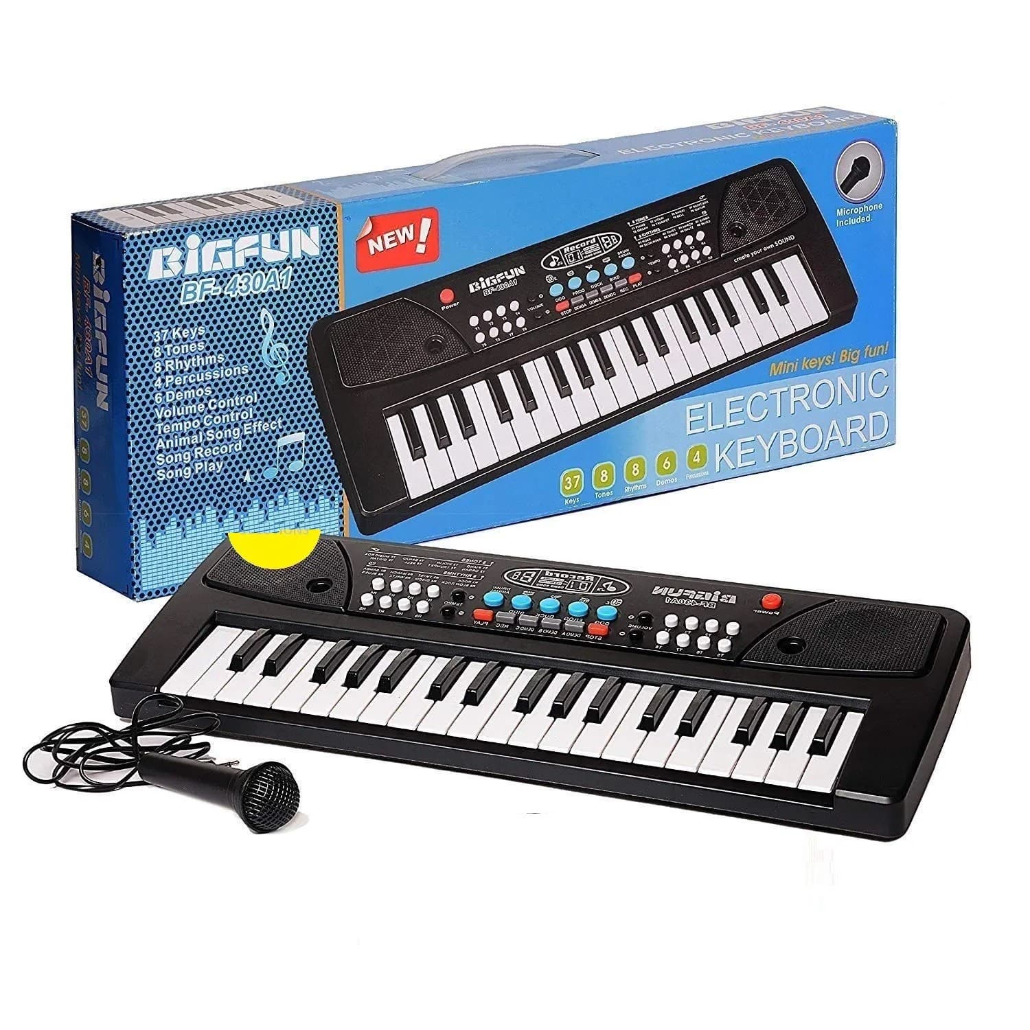 Bigfun BF430A1 37 Key Electronic Organ Piano Keyboard With Microphone And Recording Option