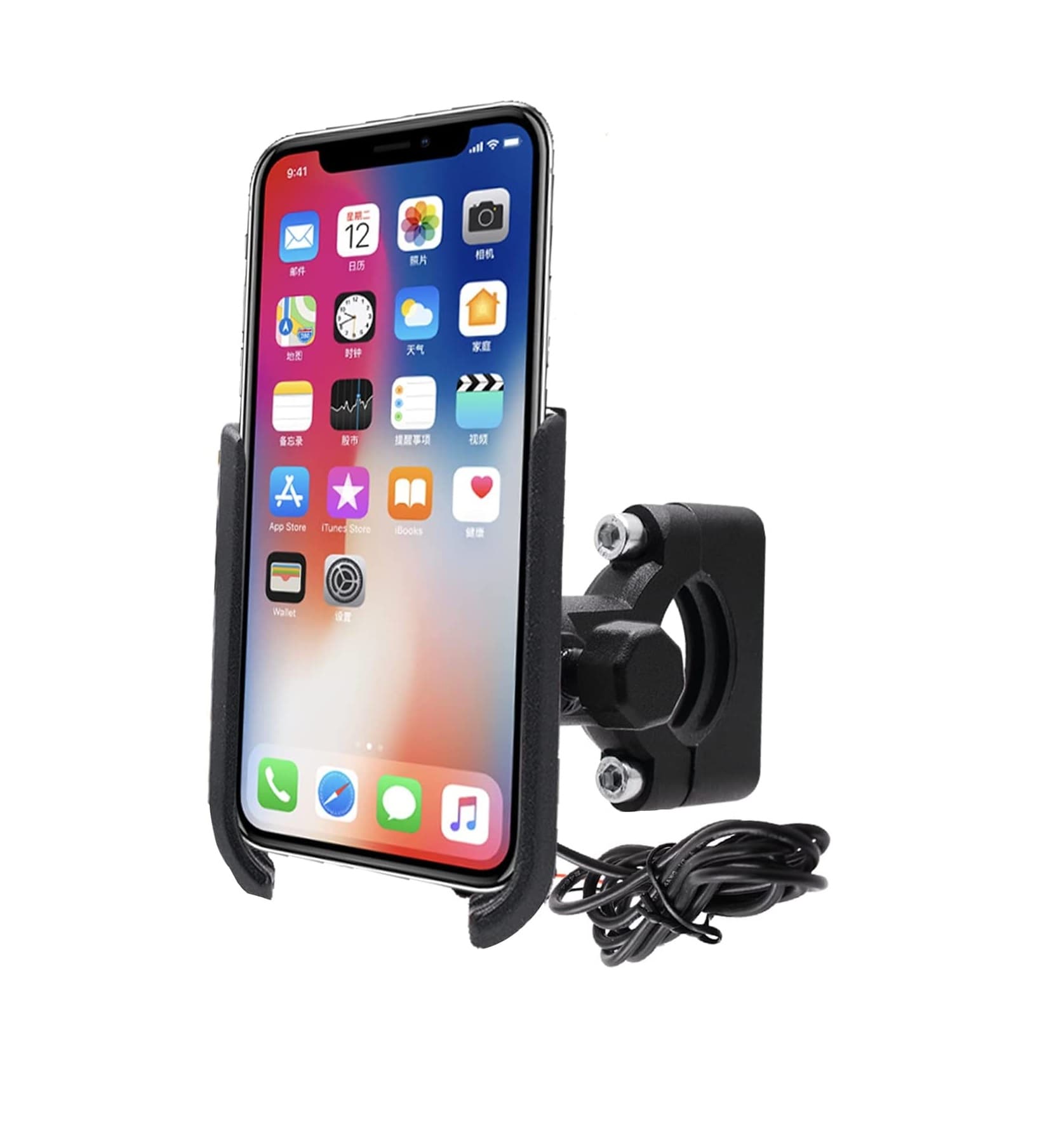 Bike Phone Mount Motorcycle Phone Holder With USB Charger 360° Adjustable