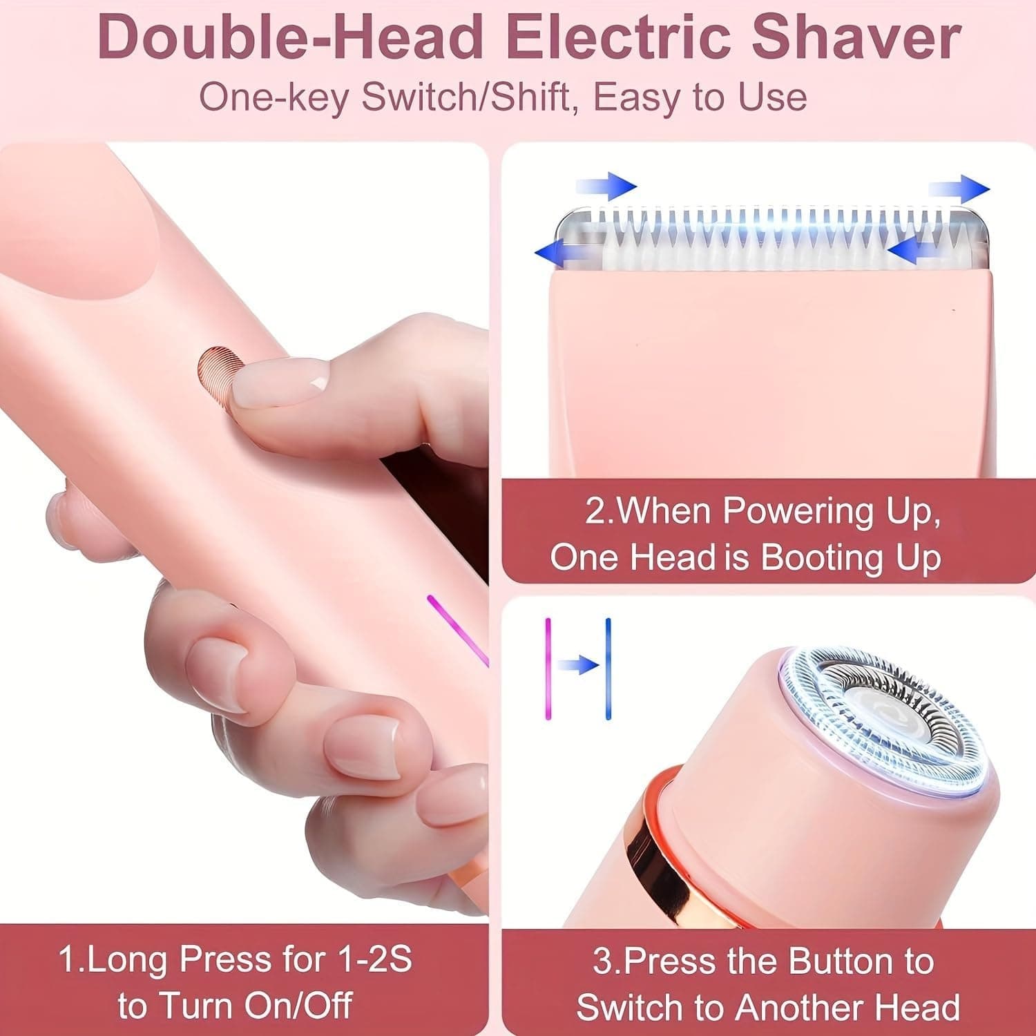 Bikini Shaver Dual Head Rechargeable Multi-Purpose Hair Trimmer Shaver 2-in-1 view 3