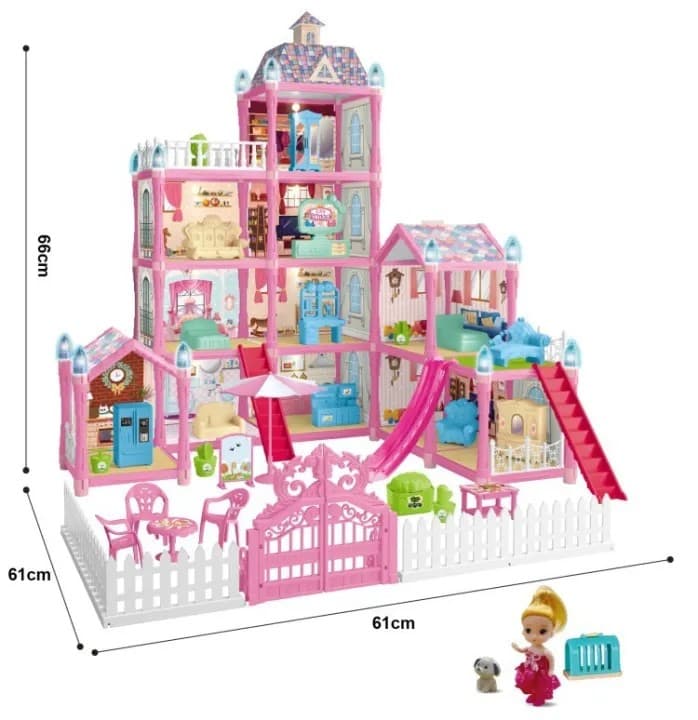 Birthday Gift Princess Castle Kids Play Doll House Dollhouse Villa Set view 2