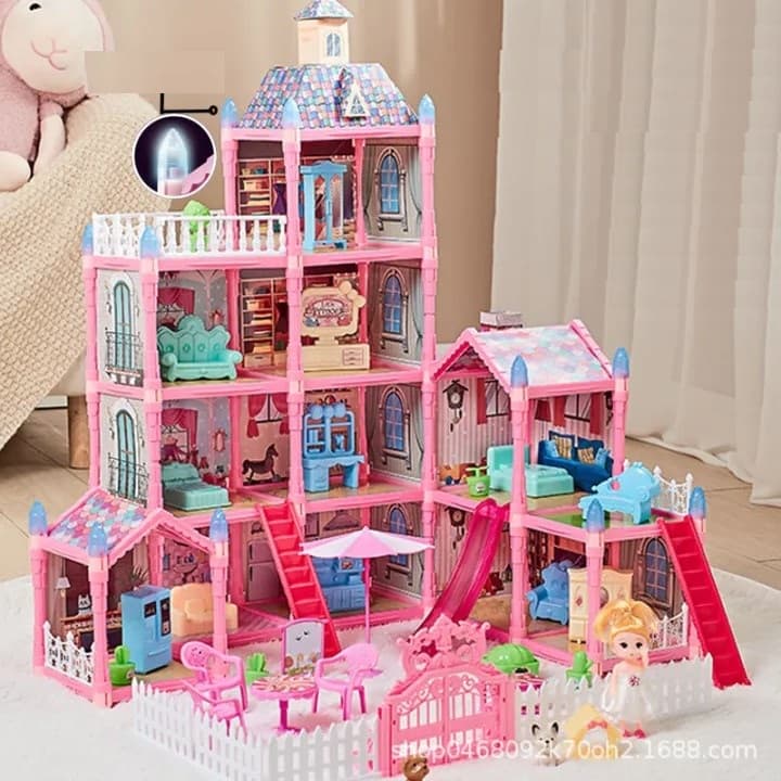 Birthday Gift Princess Castle Kids Play Doll House Dollhouse Villa Set