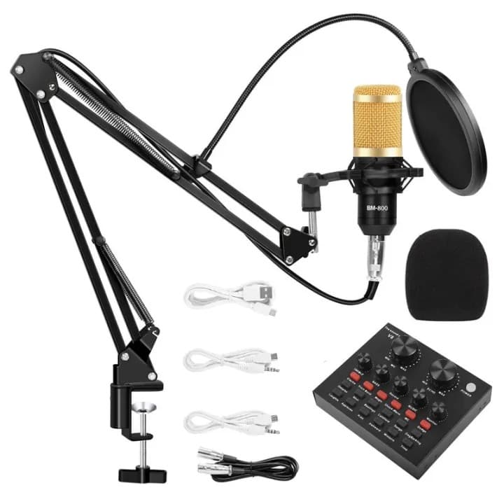 BM800 Condenser Microphone Set With V8 Sound Card