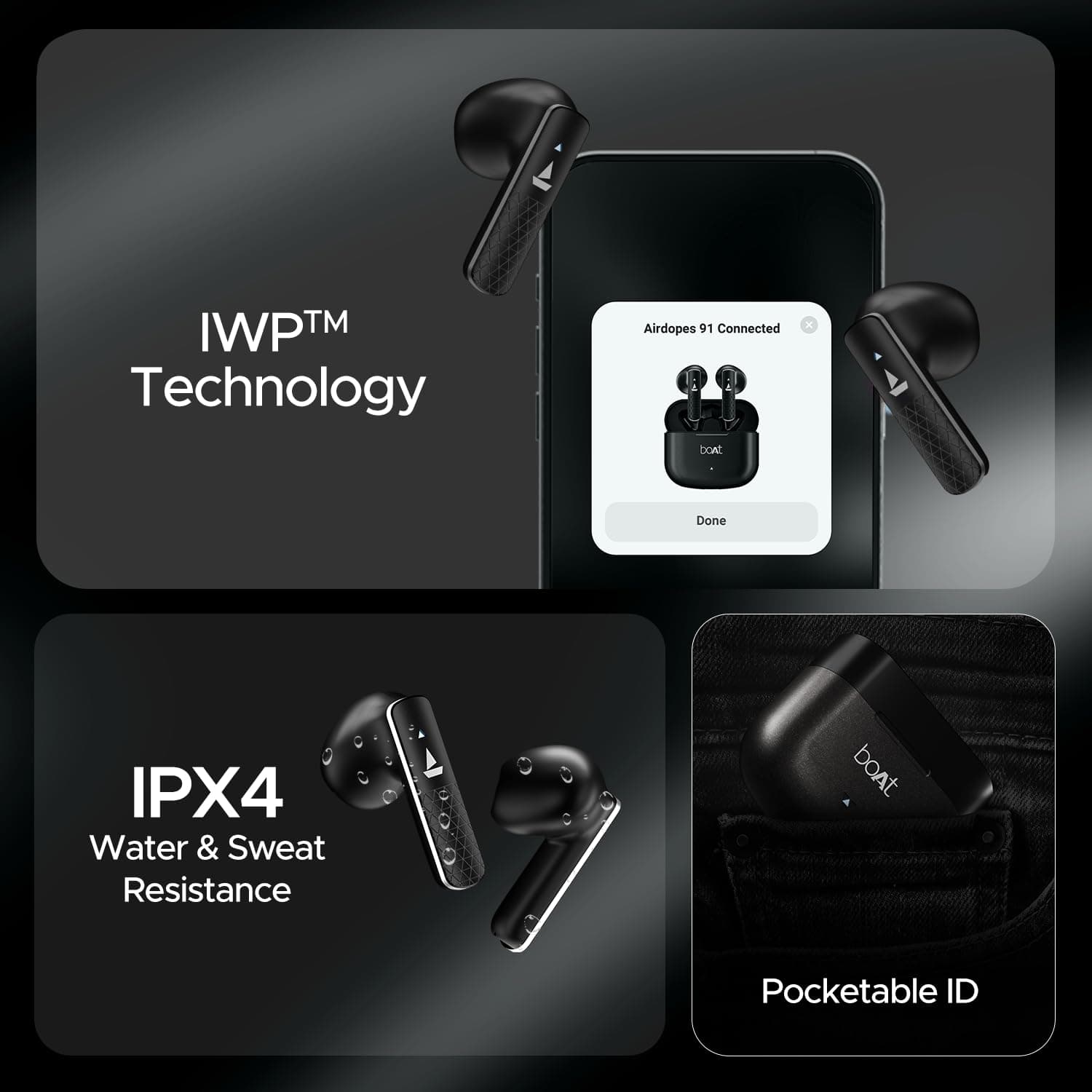 boAt Airdopes 91 Prime TWS Earbuds, 45H Playtime, Fast Charging, ENx Tech, Bluetooth v5.3 view 2
