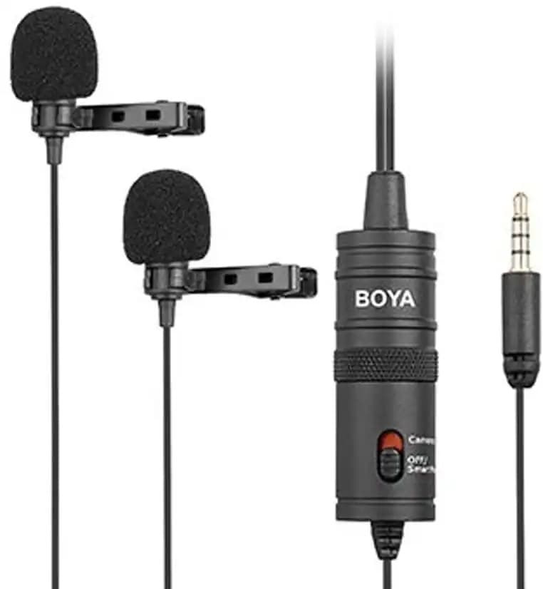 BOYA BY M1DM Dual Lavalier Universal Microphone With Single 1/8 Stereo Connector ‘Copy'