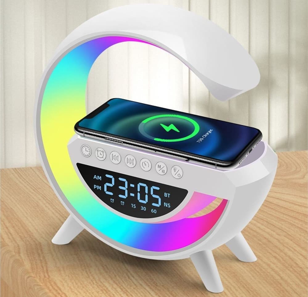 BT3401 Bluetooth Wireless Charging Speaker LED Display Clock Alarm