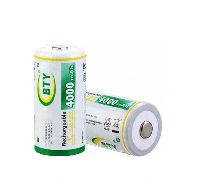 BTY 2PCS Size C Rechargeable Battery 4000mAh