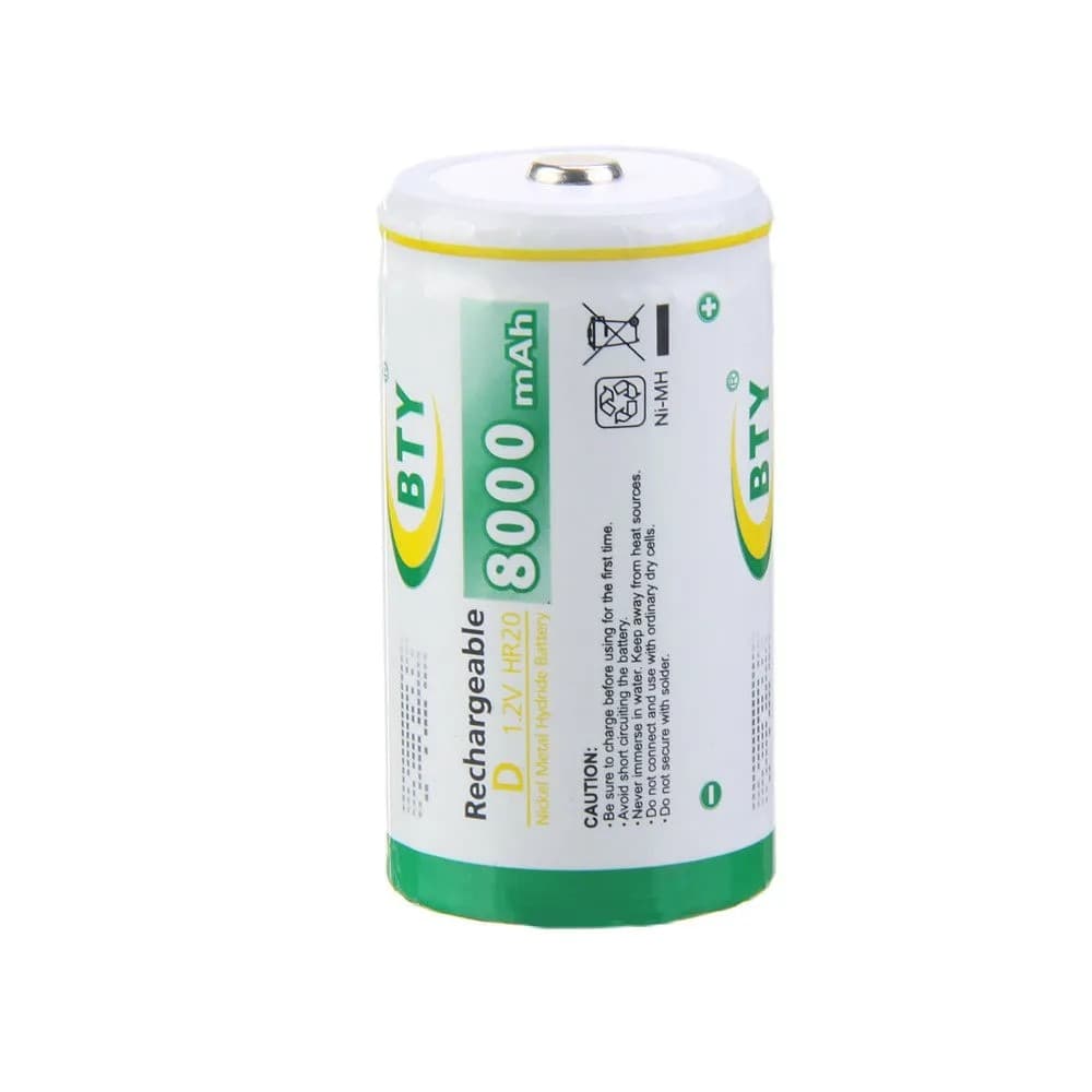 BTY D8000 Rechargeable Battery Size D 1.2 V HR20 NiMH 8000mAh 1.2 V Battery