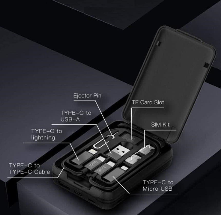 BUDI 5000mAh Power Bank Multi Functional Box Multi Cable 6 types SIM Kit view 4