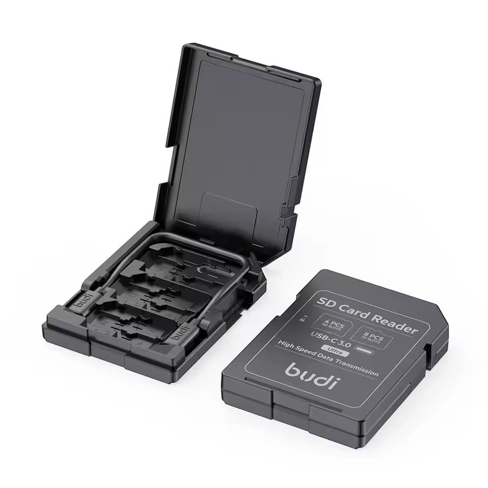 BUDI SD/TF Card Reader with SD Card Appearance Design 4 SD Slots & 8 TF Slots New Multifunctional High-Speed Memory Card Reader view 3