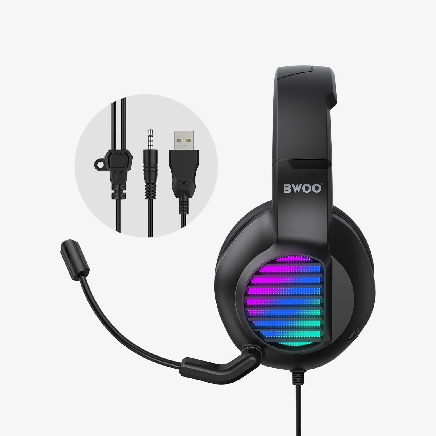 BWOO BO-BX024 Stereo Surround Sound Wired Gaming Headphone With Mic view 2