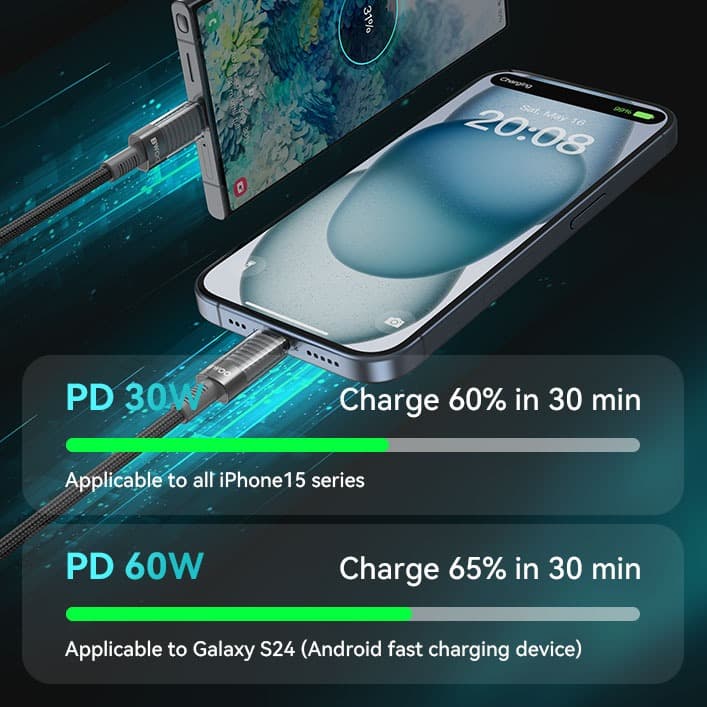 Bwoo X287C USB-C To USB-C PD 60W Fast Charging Nylon Braided Cable (1M) view 3