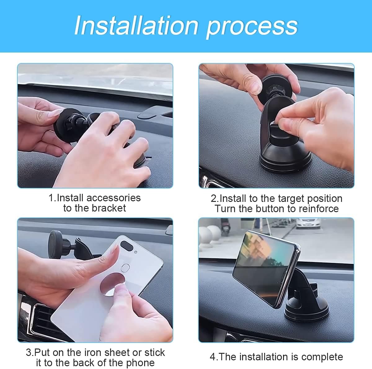 Car Magnetic Phone Holder 360°Rotatable Cell Phone Holder For Car Air Vent And Dashboard view 2