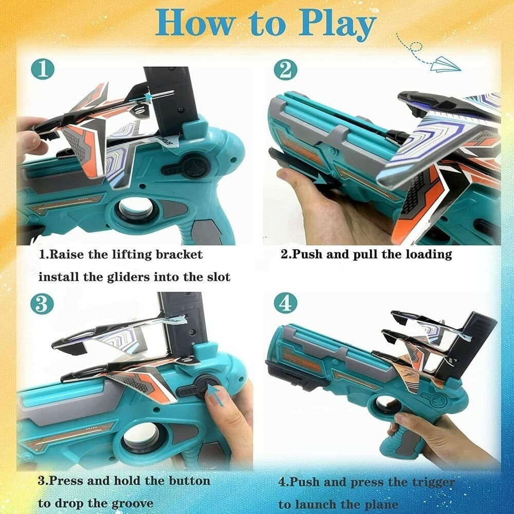 Catapult Toy Airplane Launcher With Foam Gliders For Kids view 2