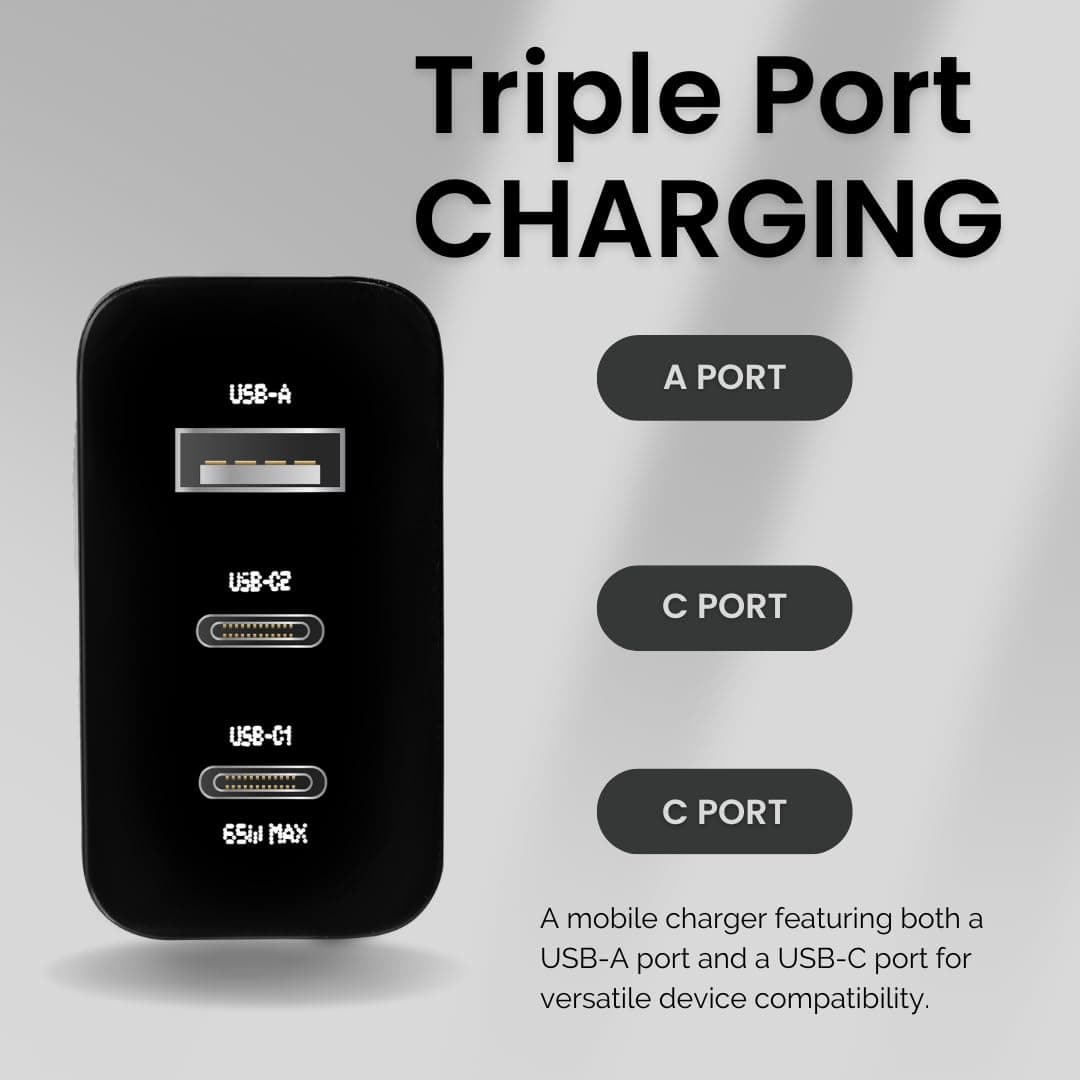 CMF Gan 65W 3 Port USB Type C Wall Charger Adapter For Nothing Phone view 4