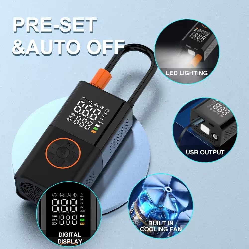 CZK5641 Smart Cordless Dual Digital Car Air Pump With Power Bank Feature And LED Light view 2