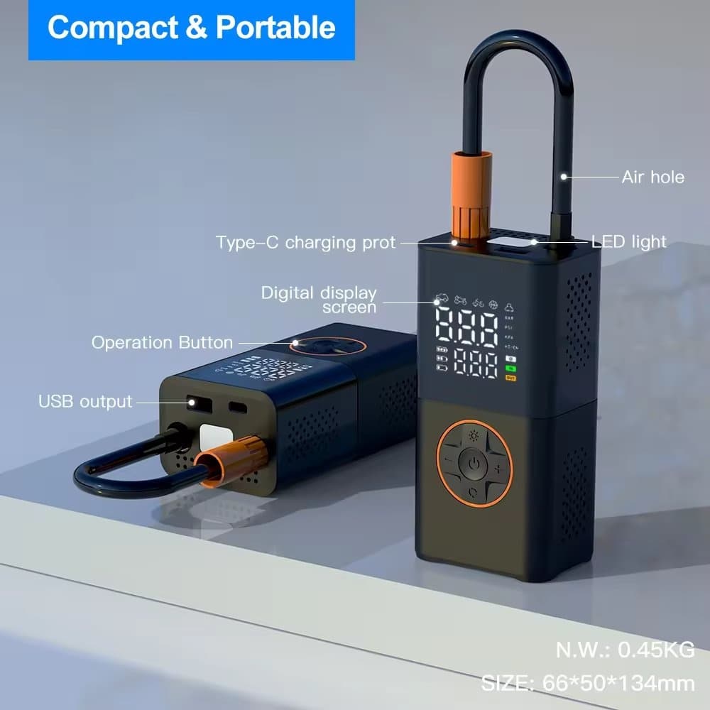 CZK5641 Smart Cordless Dual Digital Car Air Pump With Power Bank Feature And LED Light view 3