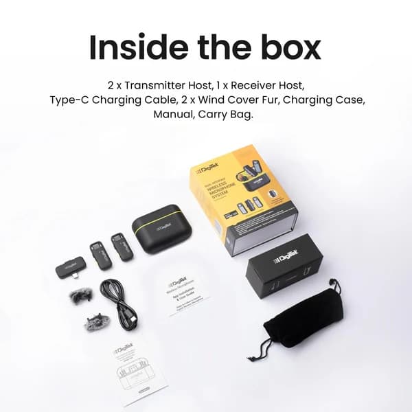 Digitek DWM 103 Mini 2-in-1 Wireless Mic, 40m Range, 6Hr Battery, Noise Reduction, iOS/Android view 6