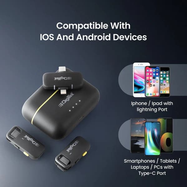 Digitek DWM 103 Mini 2-in-1 Wireless Mic, 40m Range, 6Hr Battery, Noise Reduction, iOS/Android view 4