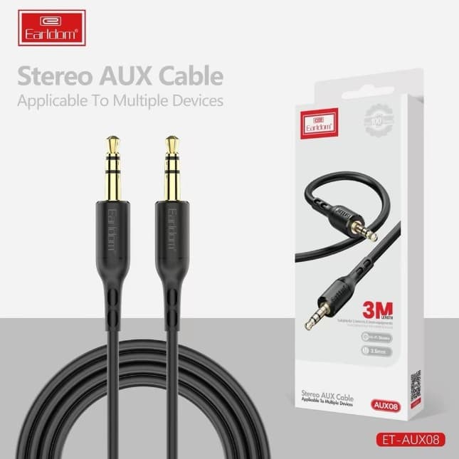 Earldom AUX08 3 Meter Stereo AUX Audio Cable 3.5mm Male To Male Connector