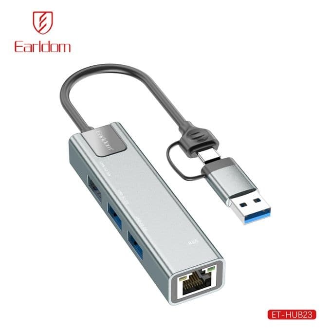 Earldom ET-HUB23 USB-A & USB-C Hub With RJ45 LAN