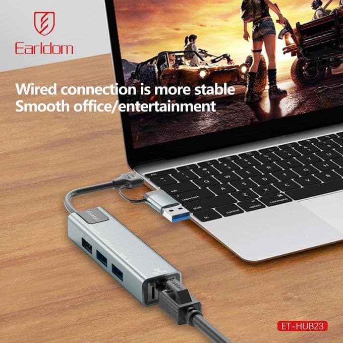 Earldom ET-HUB23 USB-A & USB-C Hub With RJ45 LAN view 4