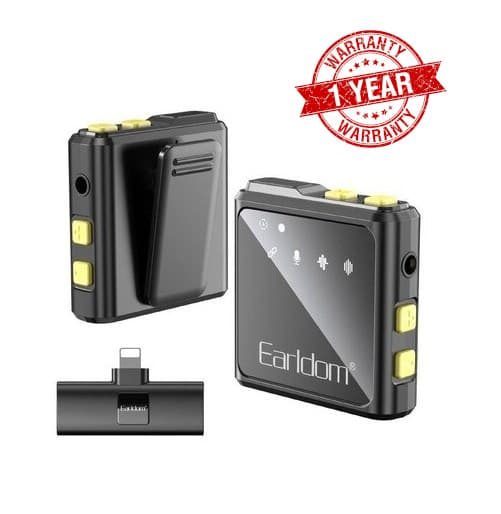Earldom ET MC9L Wireless Double Collar Microphone With Lightning Interface Collar Clip For Live Broadcast