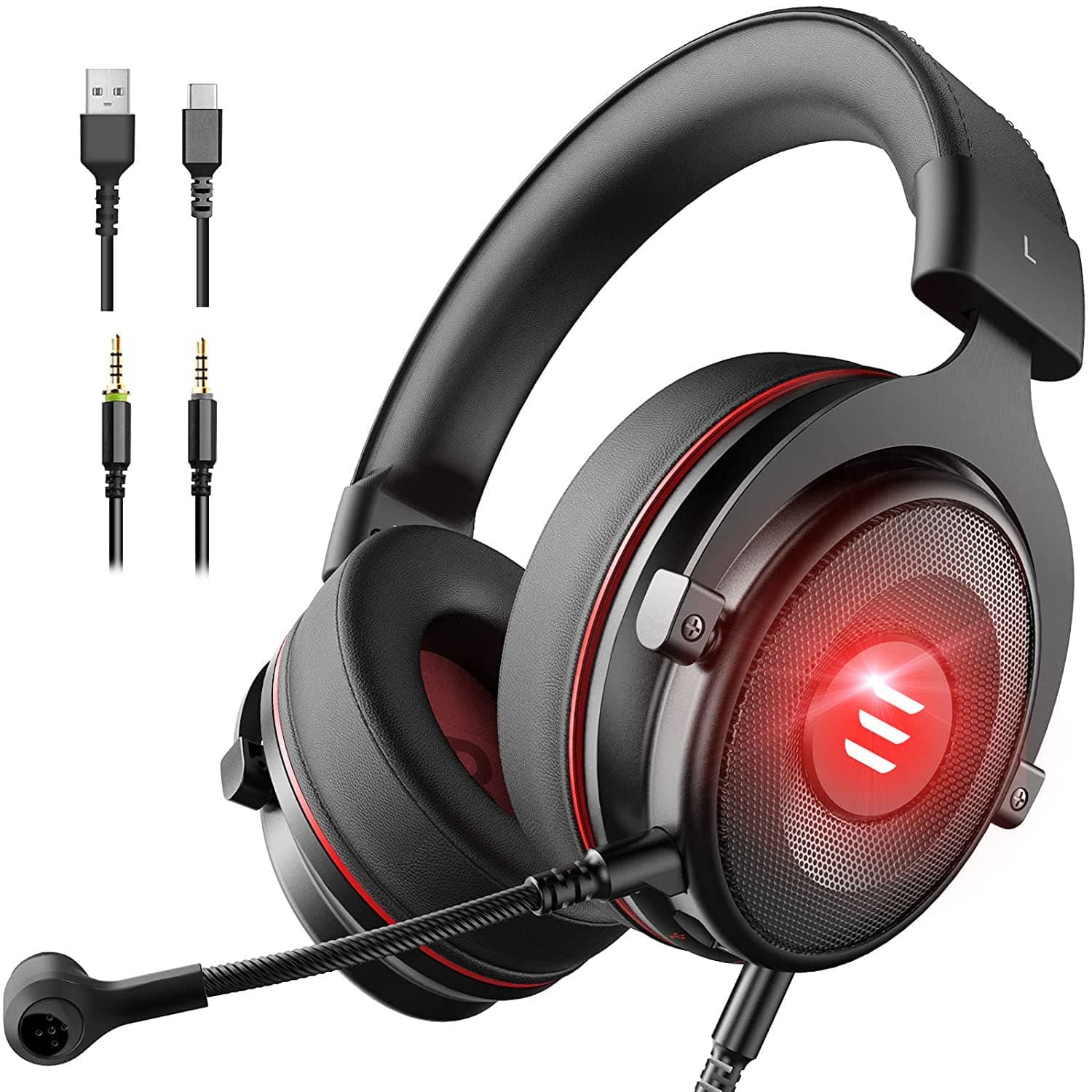EKSA E900 Pro Gaming Wired Over Ear Headphones With Virtual 7.1 Surround Sound With Mic & Led