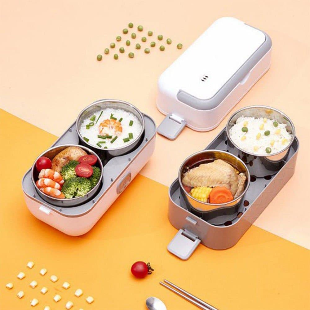Electric Lunch Box 2 Layer Portable Food Warmer Heating Food Grade Stainless Steel Container view 3