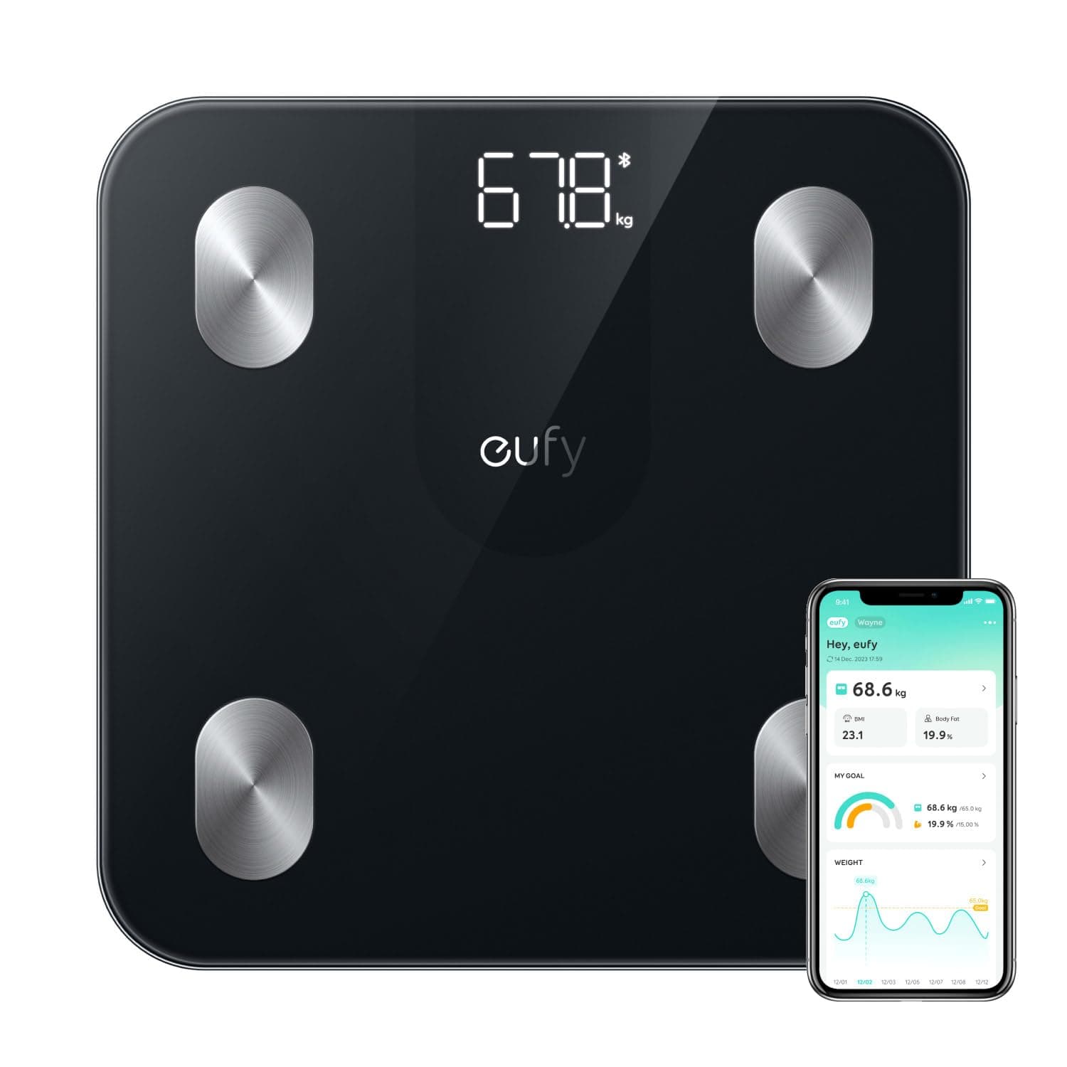 Eufy By Anker Smart Scale A1 Compact Bluetooth Digital Scale 12 Body Metrics Weight/Fat/BMI Tracking