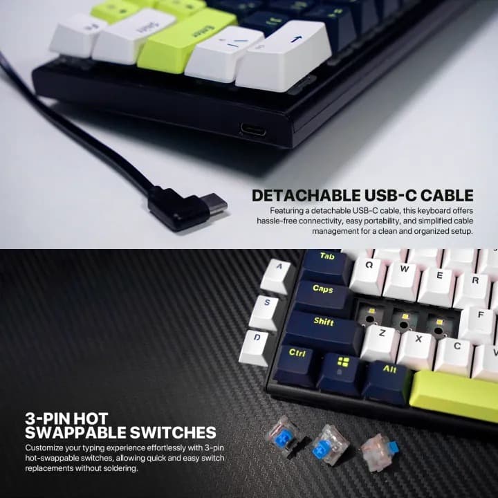 Fantech ATOM 63 Mori Edition Wired Mechanical Keyboard (63 Keys, Hot-Swappable, RGB) view 3
