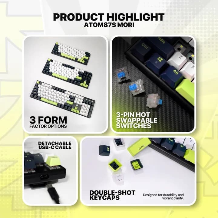 Fantech ATOM 87S MORI EDITION Wired Mechanical Keyboard Hotswapable Keycaps view 3