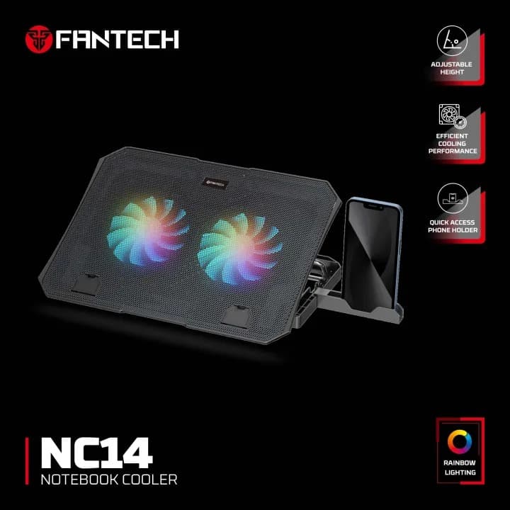 Fantech NC14 Notebook Cooler Cooling Fan With Phone Holder