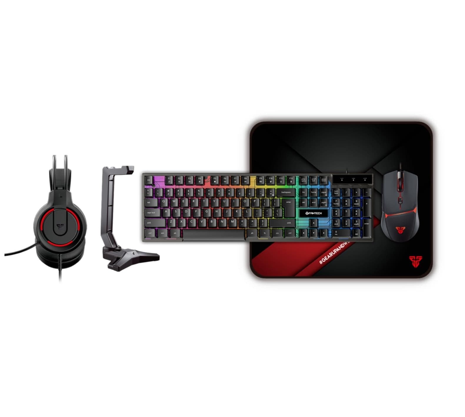Fantech P51 5-in-1 Gaming Power Bundle With RGB Keyboard Mouse Mousepad Headset And Stand