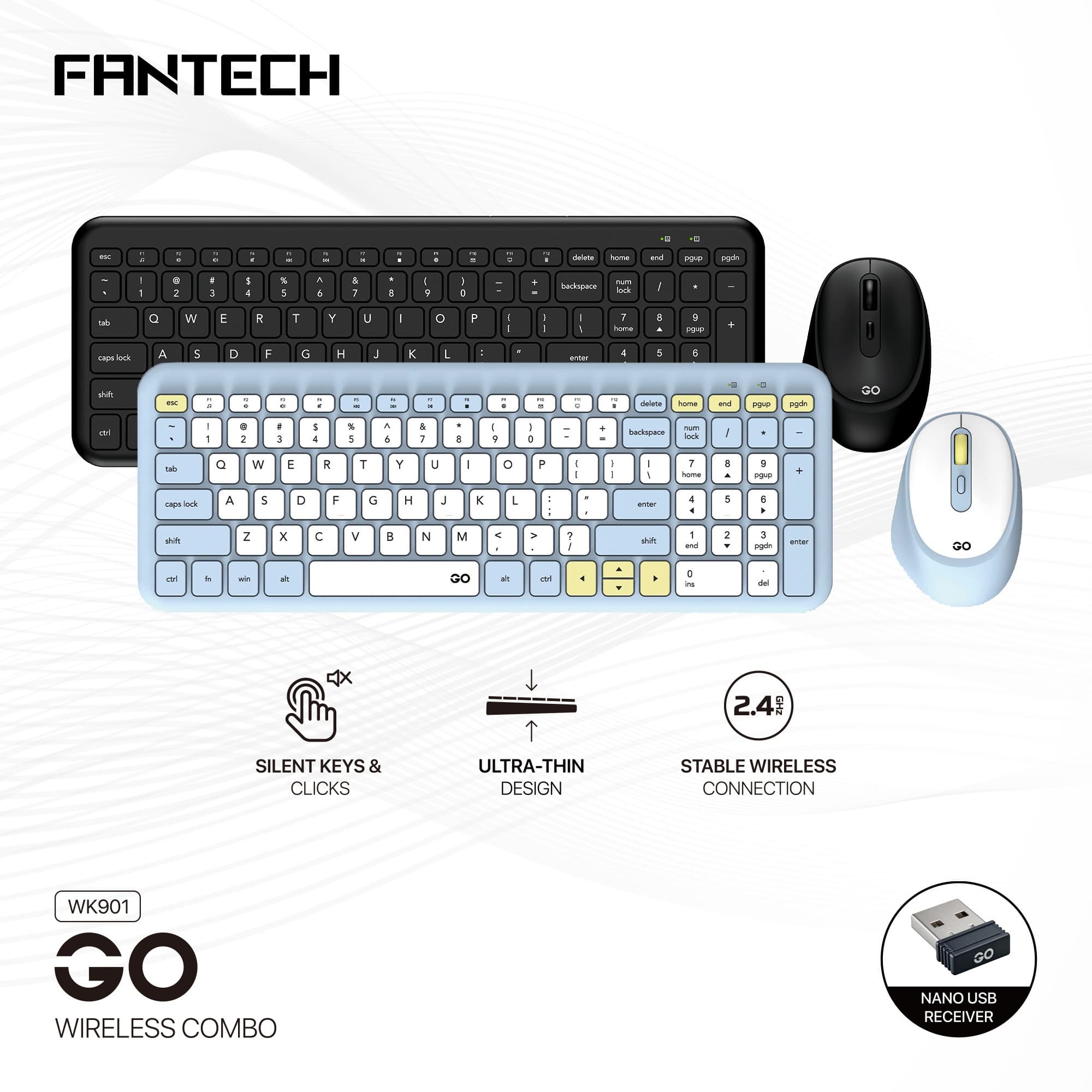 Fantech WK901 GO Wireless Keyboard Mouse Combo