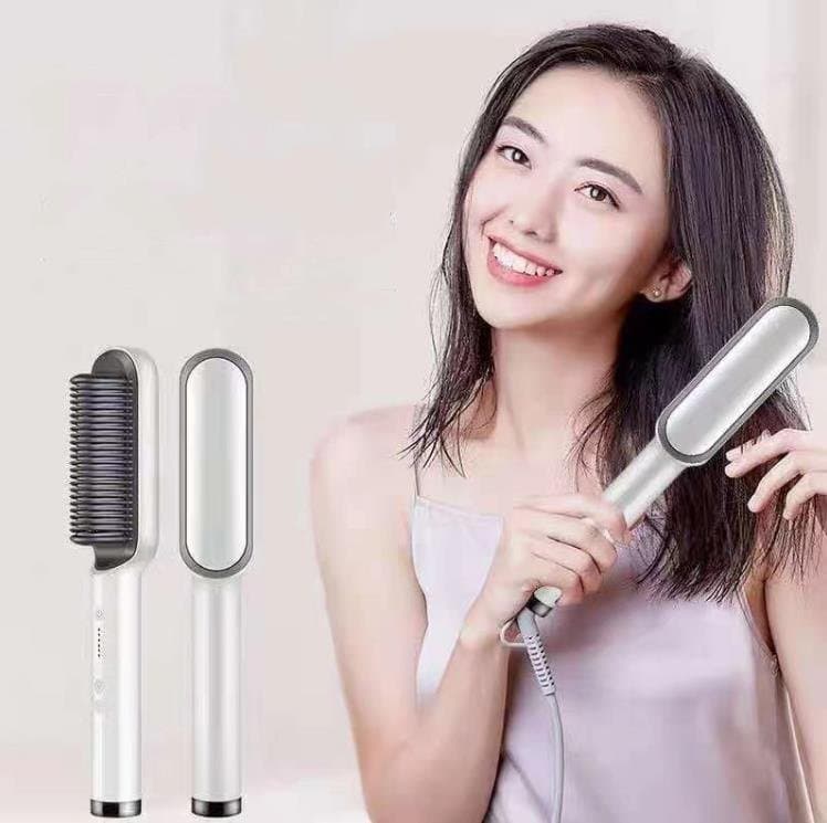 FH909 Electric Hair Straightener Comb 2 In 1 Hair Straight And Curly Styling Tool