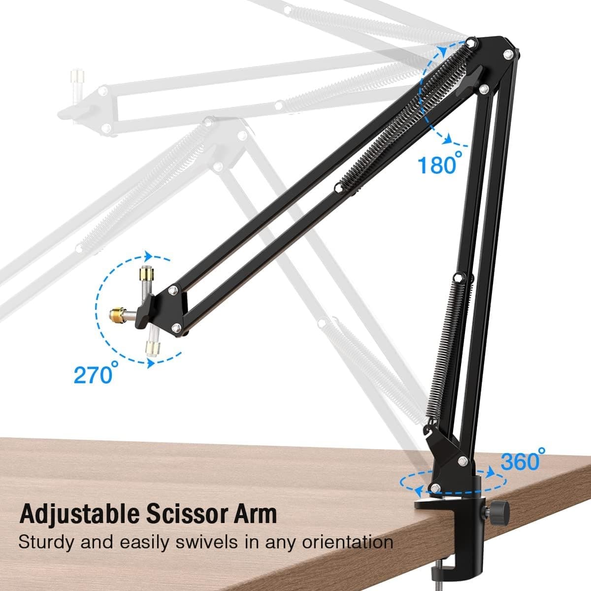 FIFINE CS1 Suspension Boom Scissor Mic Stand With Heavy Duty Clamp, 3/8″ To 5/8″ Adapter view 4