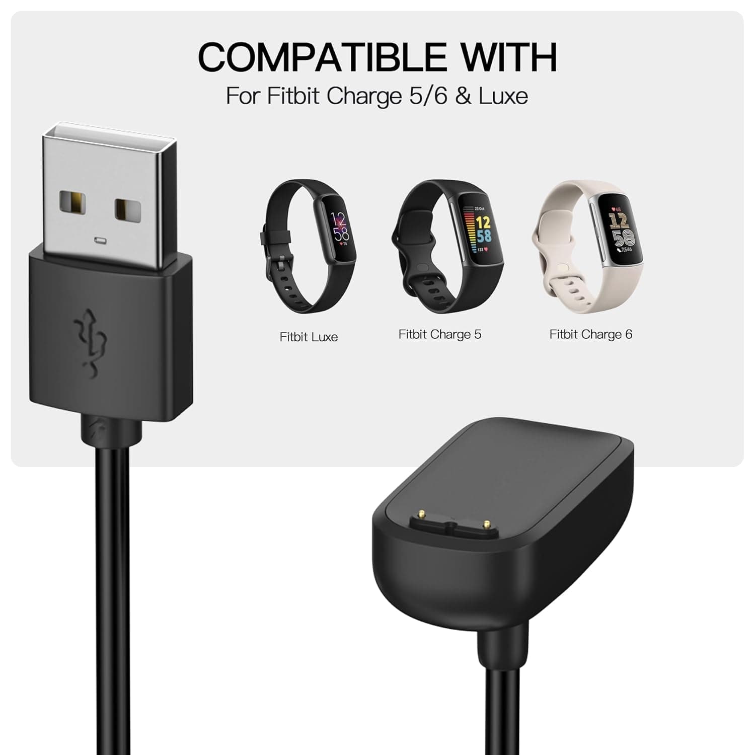 Fitbit Charge 5 6 Luxe USB Watch Charger Cable view 2