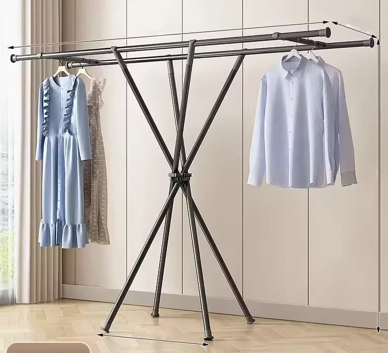 Foldable X-Shaped Clothes Drying Rack Space-Saving Indoor Balcony Hanger