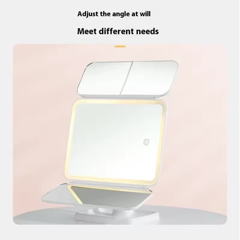 Folding LED Makeup Mirror - 3 Tone Portable Compact Desktop Vanity Mirror view 3