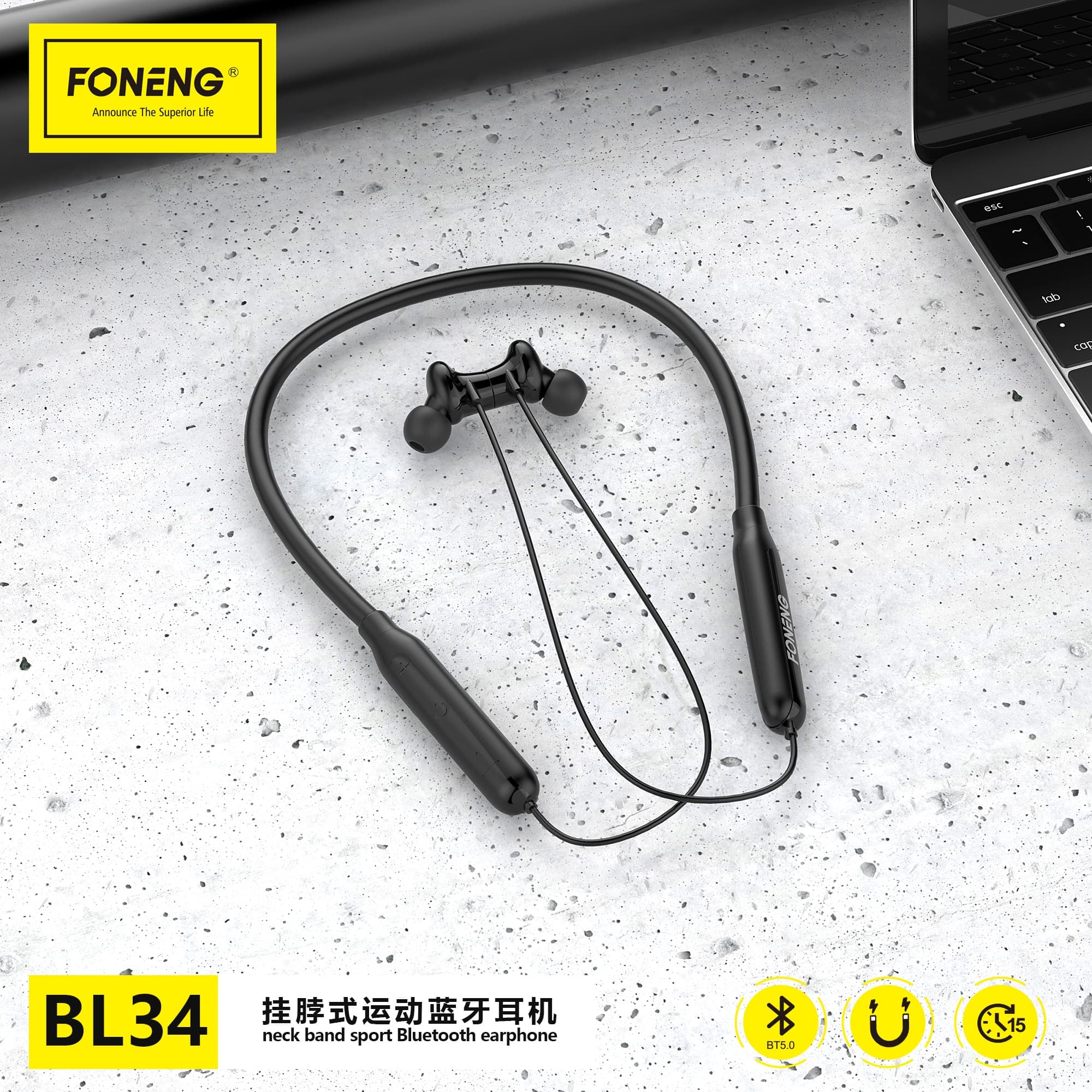 Foneng BL34 Neckband Bluetooth Earphone view 3