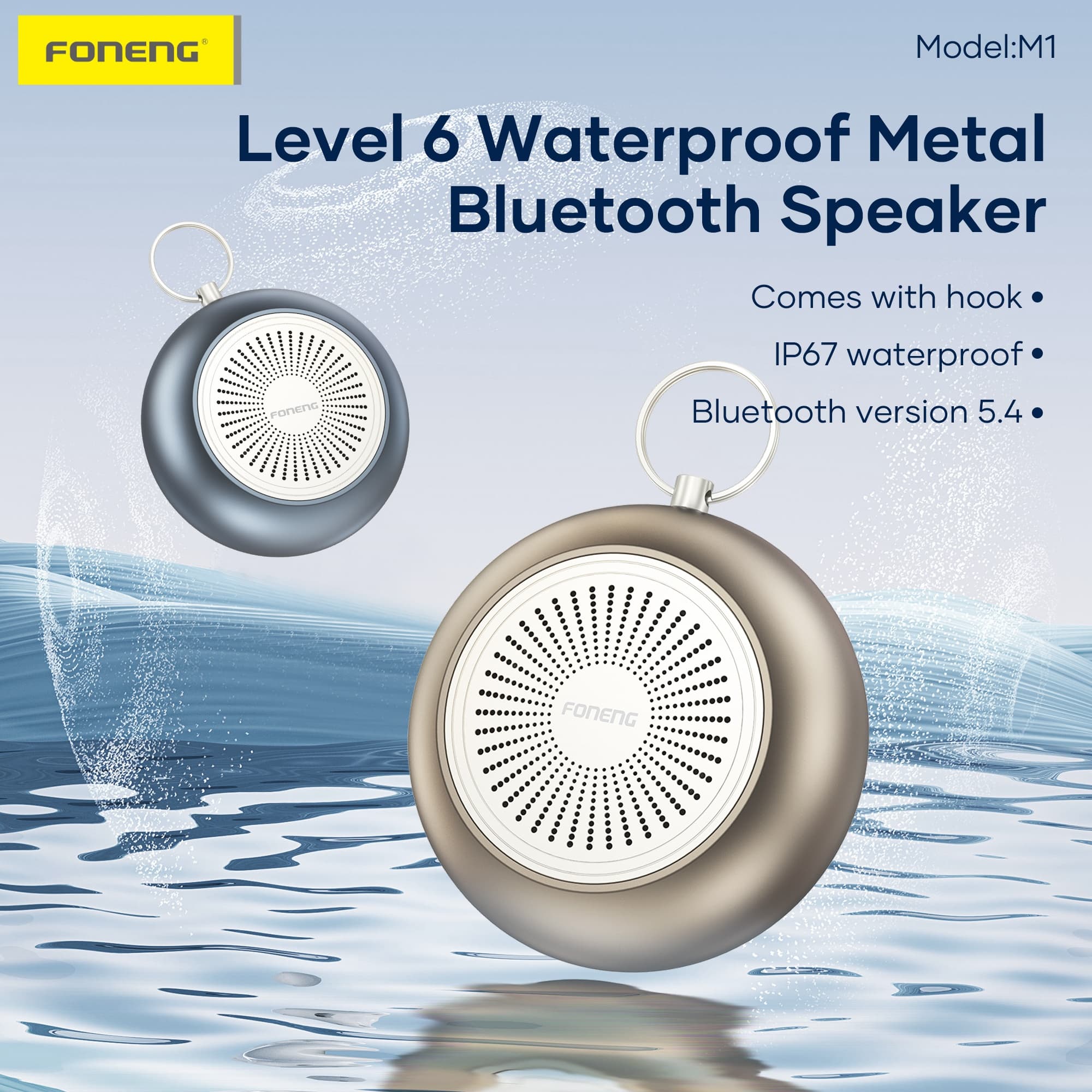 Foneng M1 Portable IP67 Waterproof Metal Bluetooth Speaker view 5