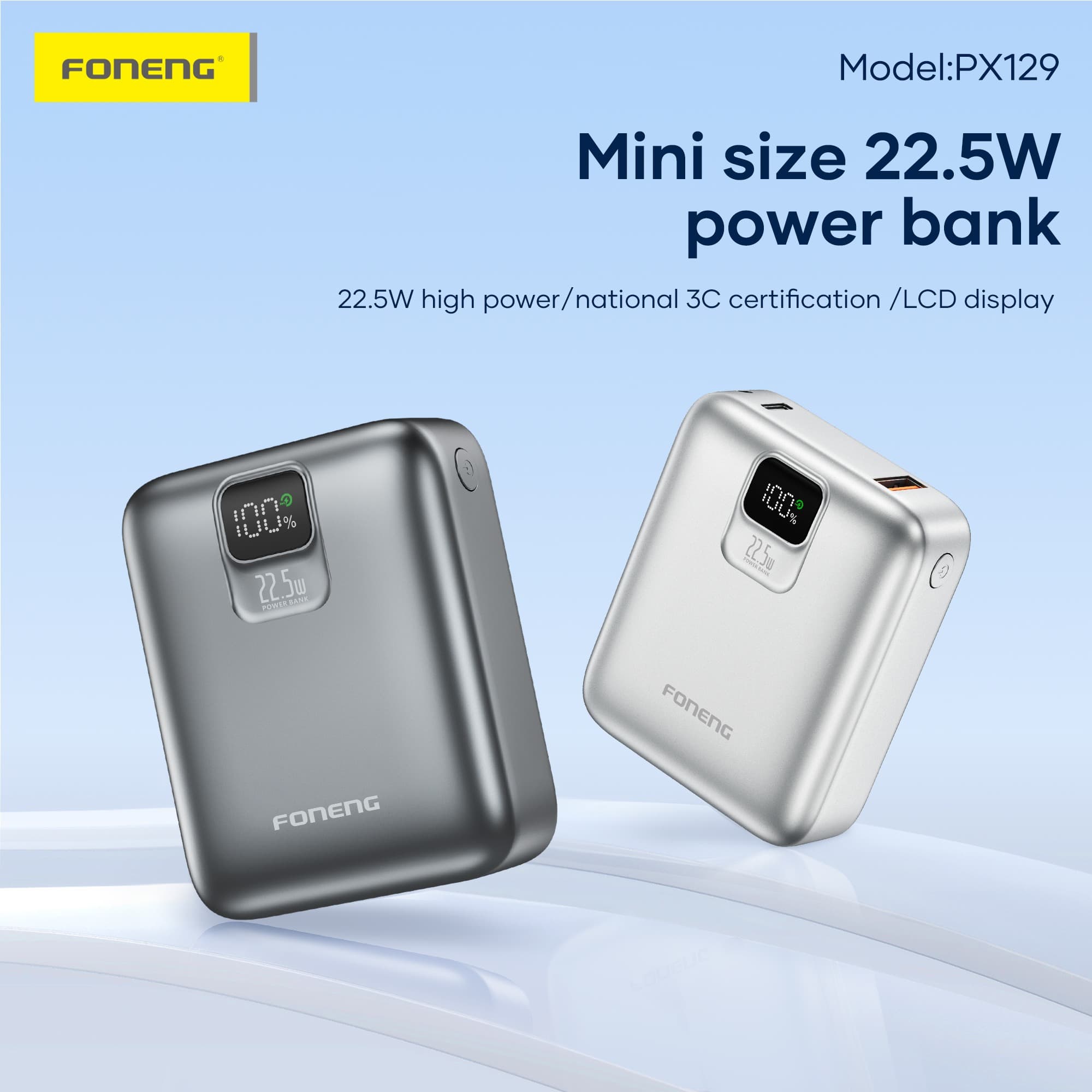 Foneng PX129 10000mAh Mini Powerbank 22.5W & 2 Outputs view 3