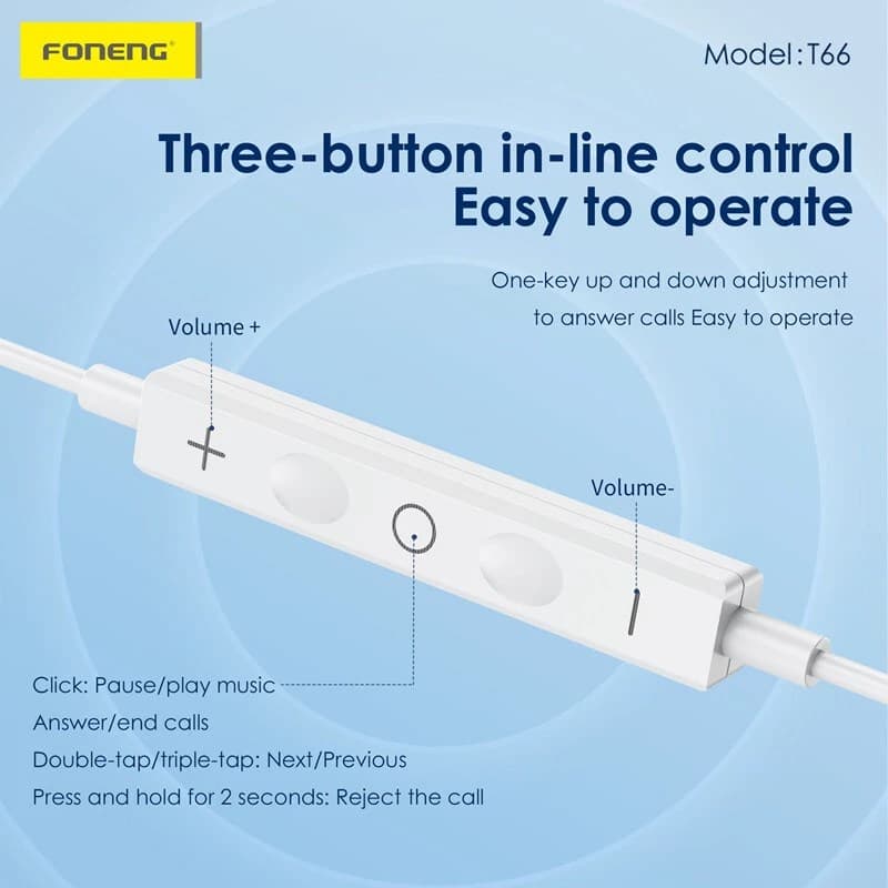 Foneng T66 Semi In 3.5mm Ear Earphone view 3