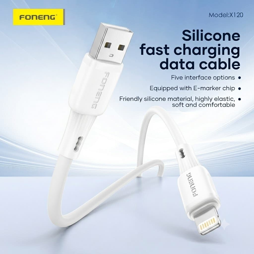 FONENG X120 1M Silicone USB to iPhone Data Cable (2.1A) view 5
