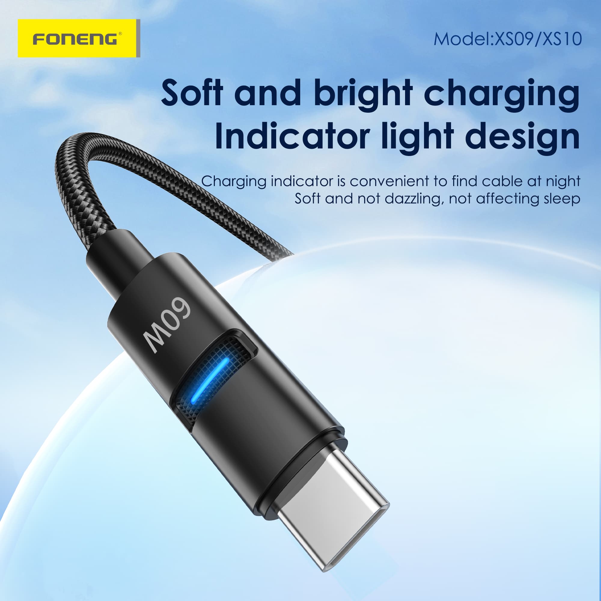 Foneng XS10 1.2M 2 In 1 Metal Head Braided Cable 60W Fast Charging view 4