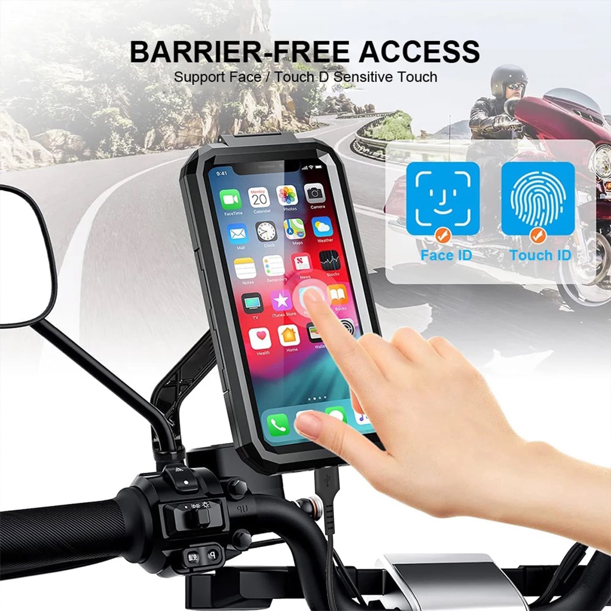 Fully Waterproof Bike & Scooter Mobile Phone Holder Mirror Mount view 3