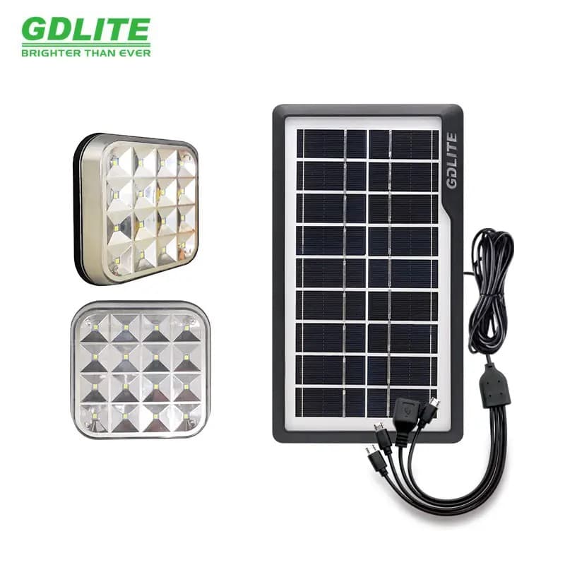 GDLITE GD30 6V 3.5W Home Solar Lighting System With 2 Pcs LED Rechargeable Light