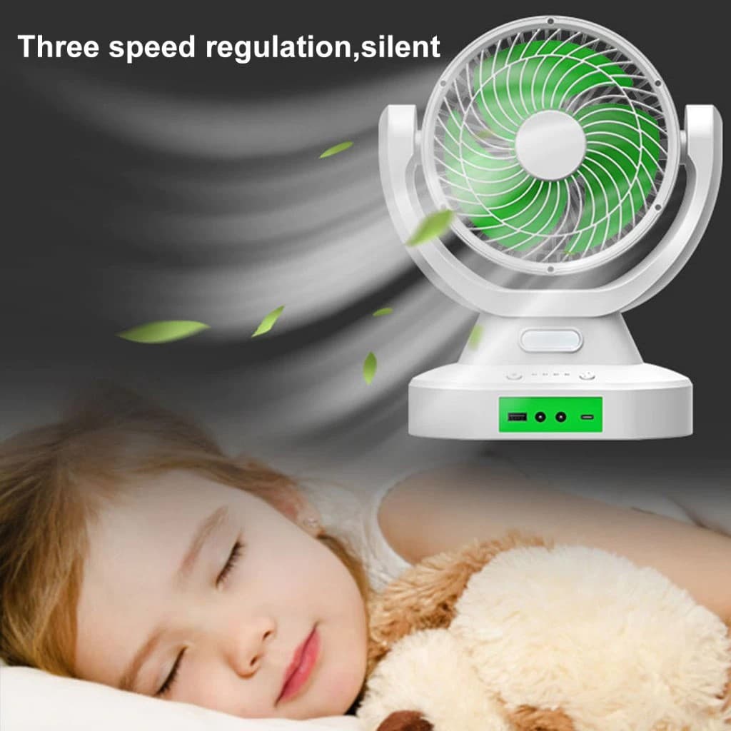 GDTIMES GD8021 7-inch Solar Fan Built-in LED Lighting Electric Fan Rechargeable Fan Outdoor Camping Fan view 4