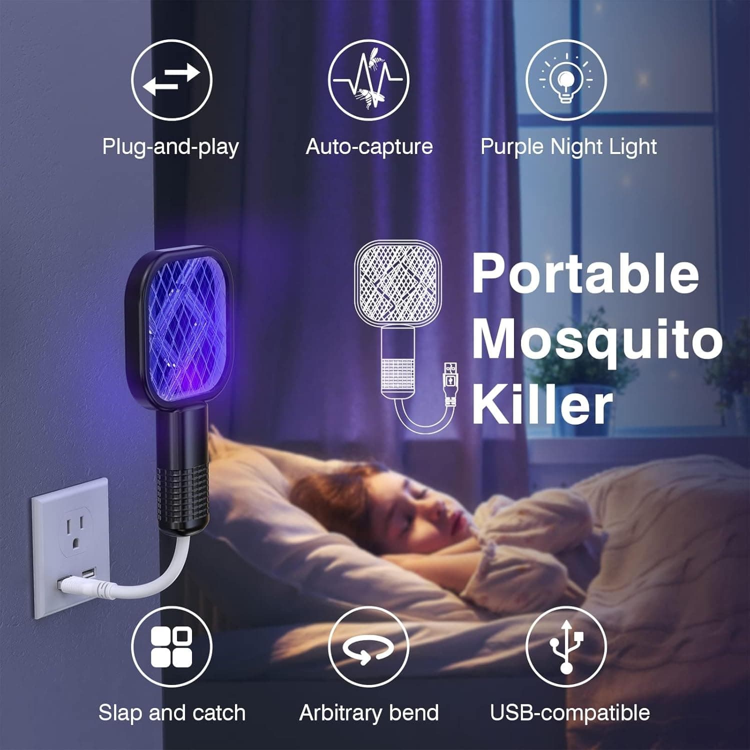 Gecko Portable USB Mini Mosquito Killer Swatter For Indoor and Outdoor view 3